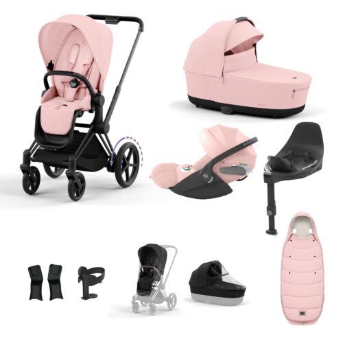 Cybex ePriam Bundle with Cloud T, ISOFIX Base & Accessories - Peach Pink