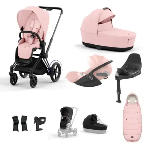 Cybex ePriam Bundle with Cloud T, ISOFIX Base & Accessories - Peach Pink