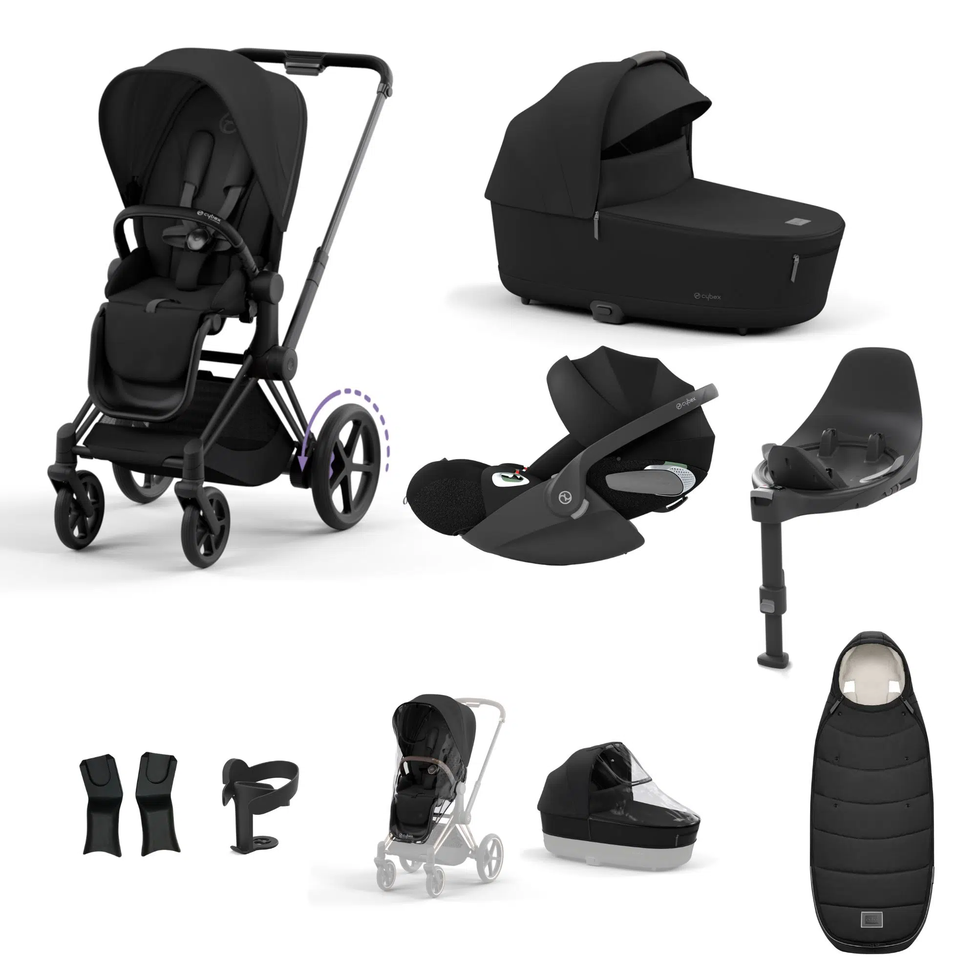 Cybex ePriam Bundle with Cloud T, ISOFIX Base & Accessories - Sepia Black