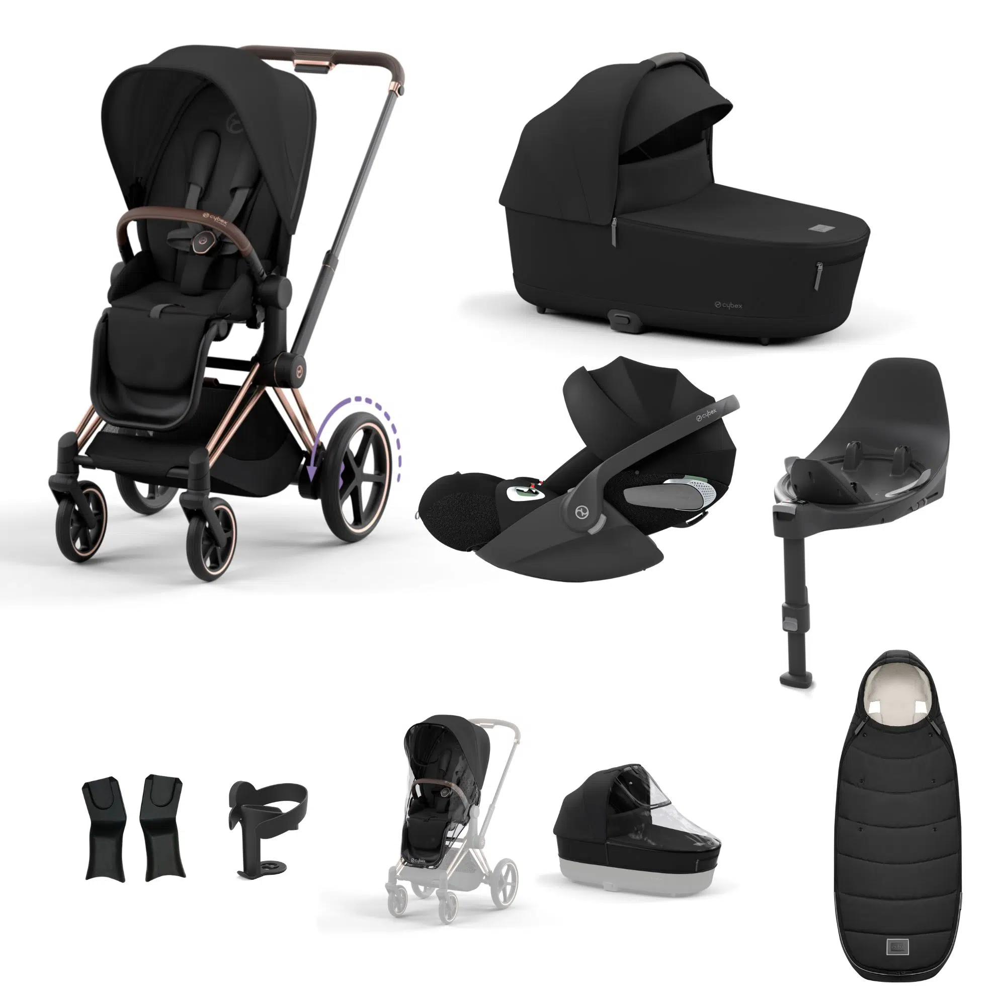 Cybex ePriam Bundle with Cloud T, ISOFIX Base & Accessories - Sepia Black - Image 2