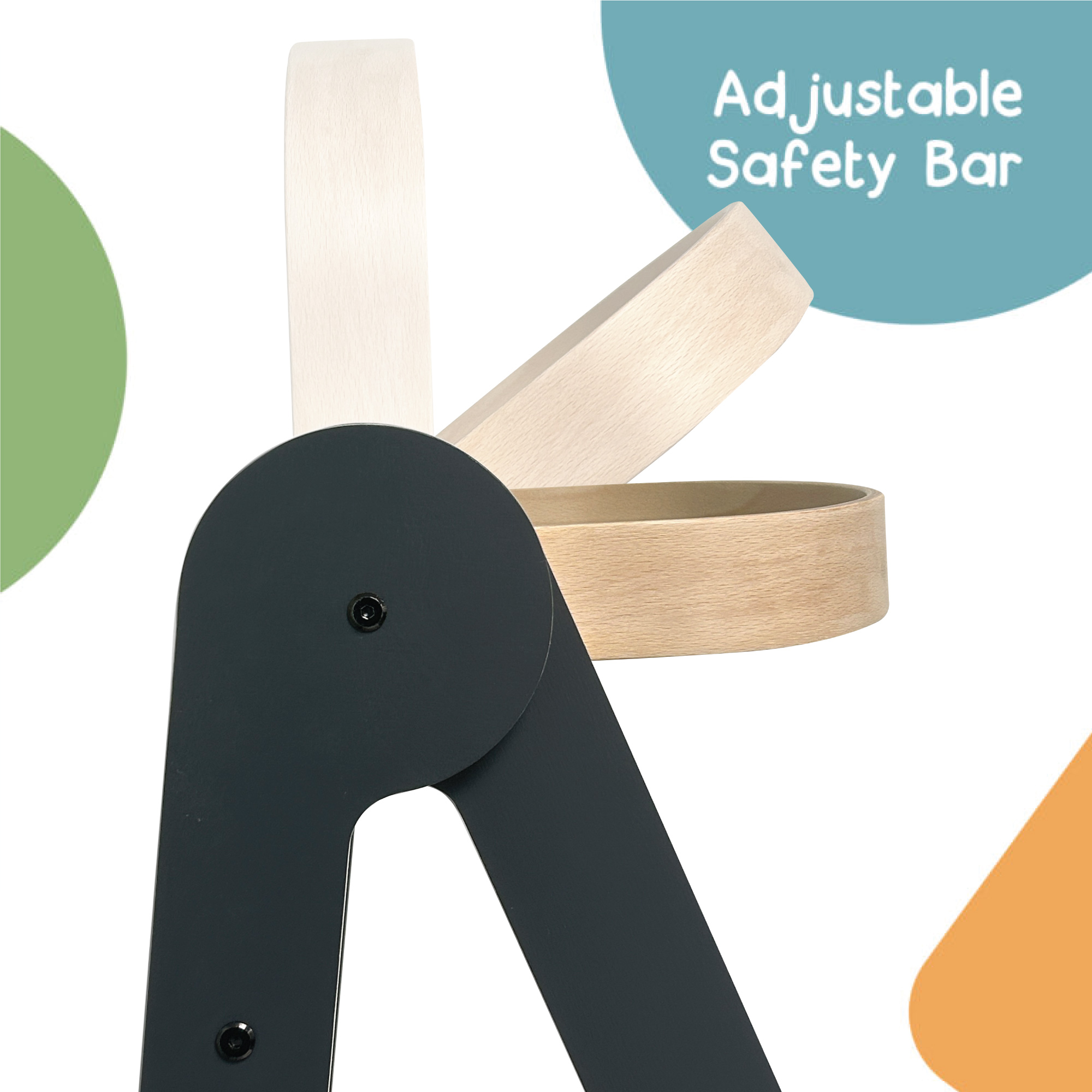 MamaToyz Folding Learning Tower Natural Beech Wood Montessori Step Stool - Dark Grey / Natural - Image 6