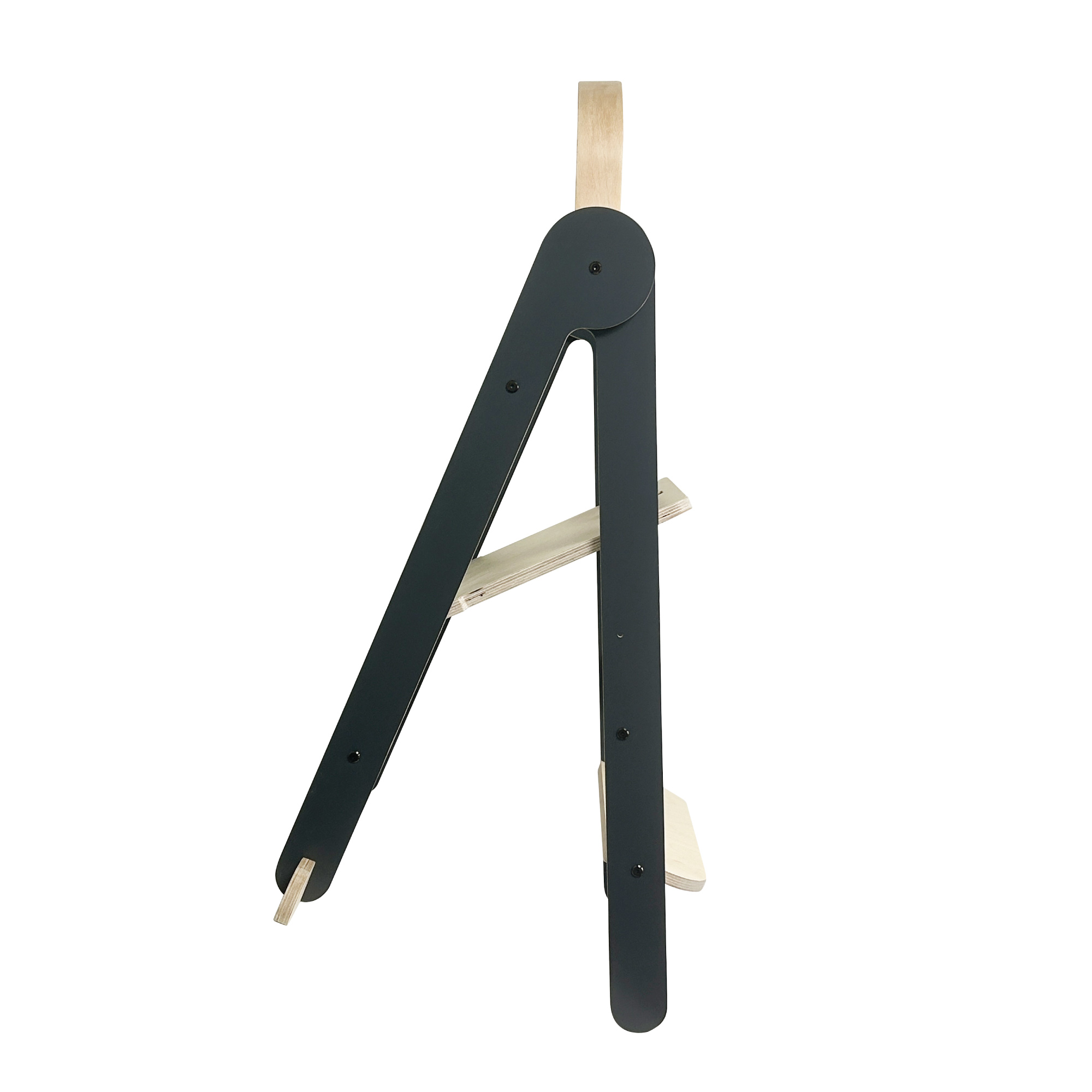 MamaToyz Folding Learning Tower Natural Beech Wood Montessori Step Stool - Dark Grey / Natural - Image 11