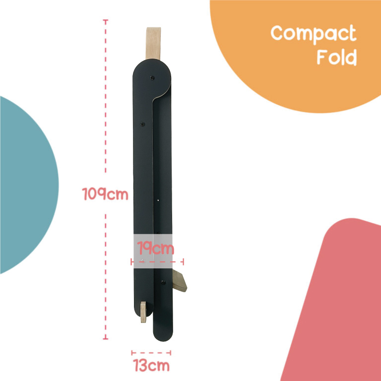 MamaToyz Folding Learning Tower Natural Beech Wood Montessori Step Stool - Dark Grey / Natural - Image 3