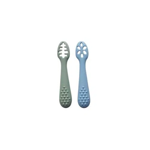 Chewies Silicone Training Spoons Set of 2 - Sage/Baby Blue