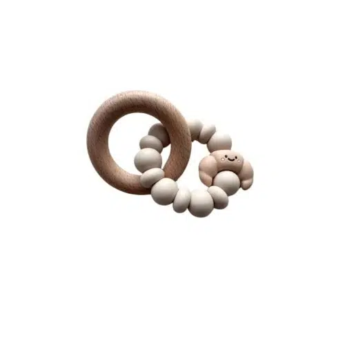 Chewies Wooden/Silicone Teething Rings Croissant - Latte
