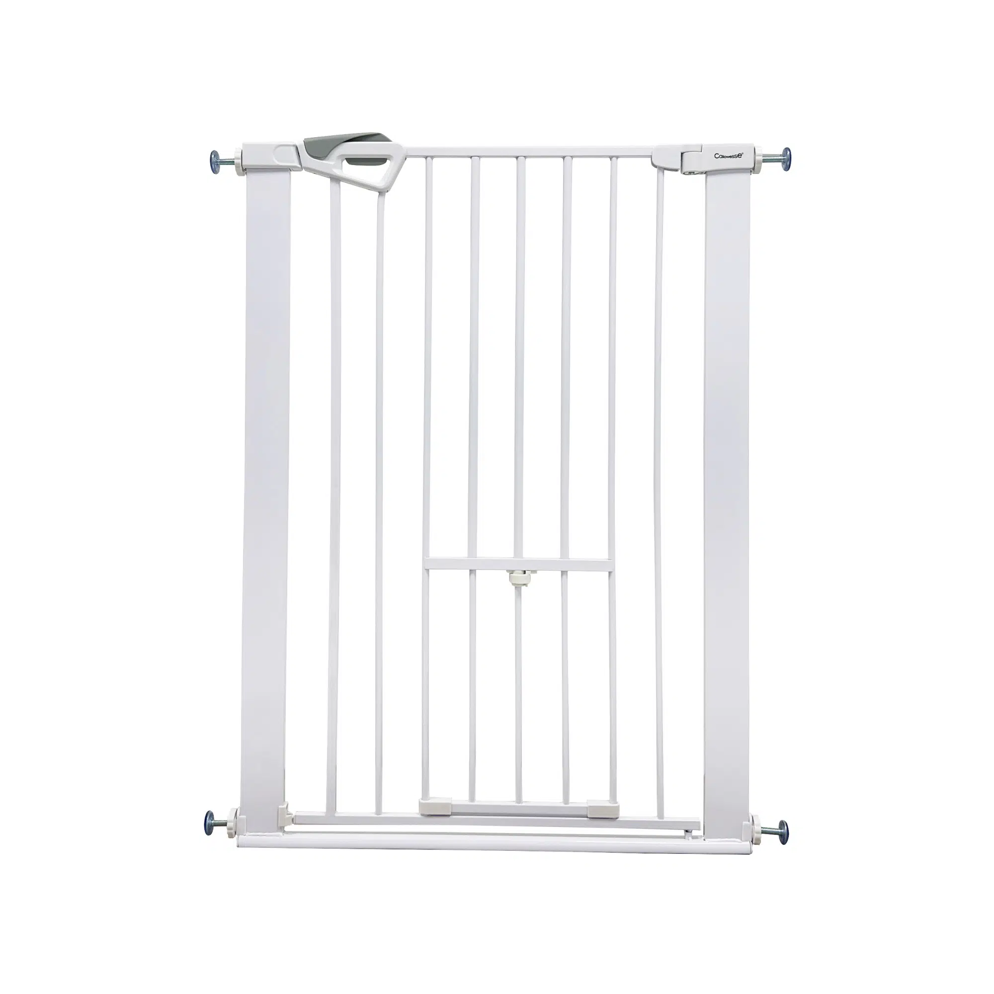 Callowesse Akita Extra Tall Baby & Pet Pressure Fit Door & Stair Safety Gate with Cat Flap | 75-82cm x H99cm - White - Image 2