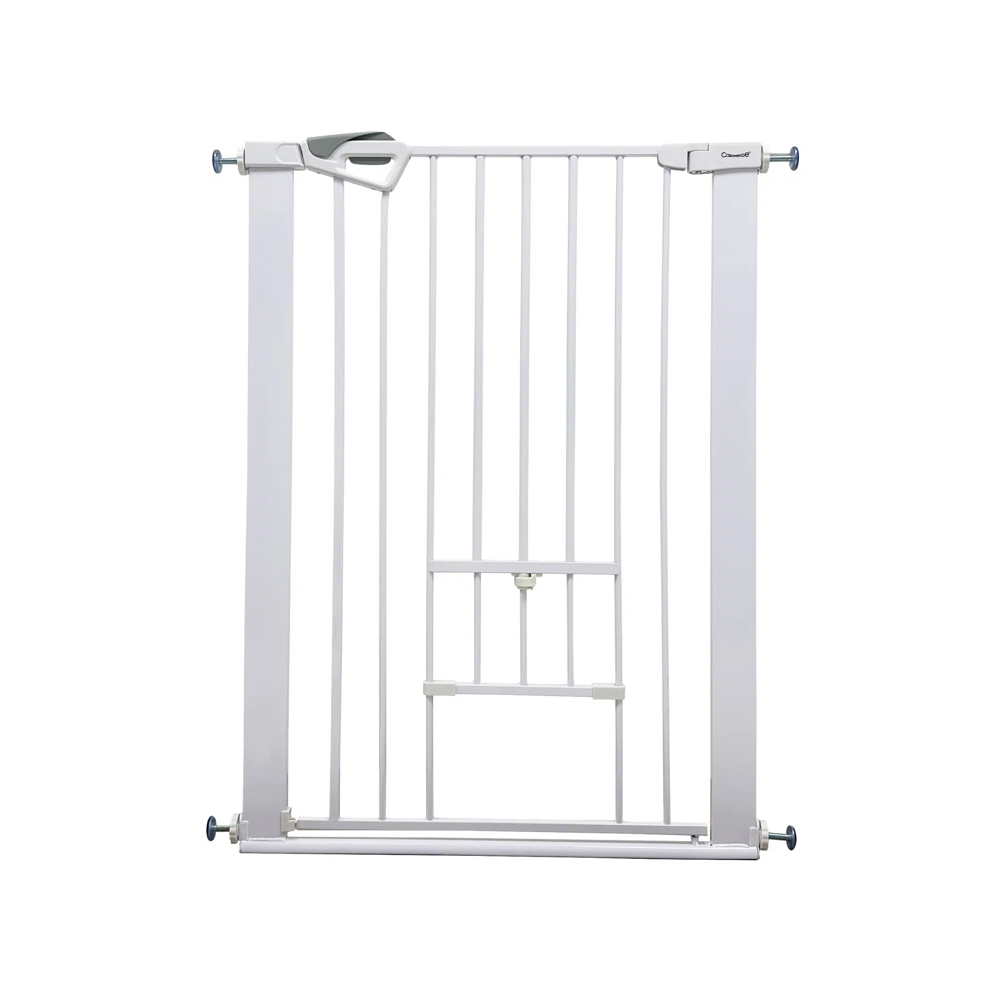 Callowesse Akita Extra Tall Baby & Pet Pressure Fit Door & Stair Safety Gate with Cat Flap | 75-82cm x H99cm - White - Image 7