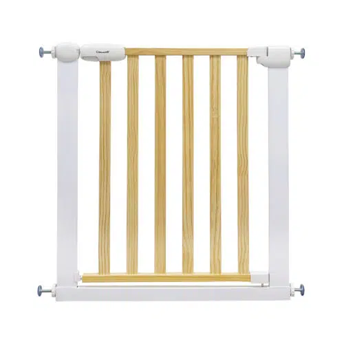 Callowesse Design Wood & Metal Pressure Fit Baby & Toddler Door & Stair Safety Gate | 76-83cm x H77cm - White