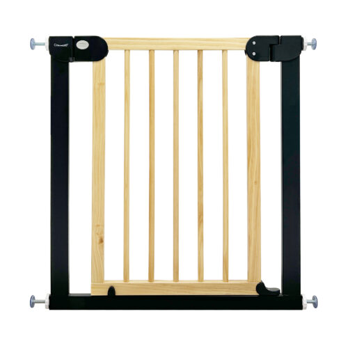Callowesse Wood & Metal Pressure Fit Baby & Toddler Door & Stair Safety Gate | 76-83cm x H77cm - Black