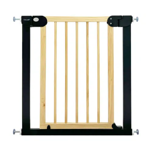 Callowesse Wood & Metal Pressure Fit Baby & Toddler Door & Stair Safety Gate | 76-83cm x H77cm - Black