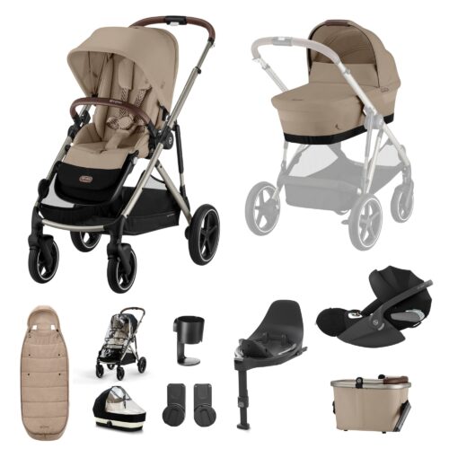 Cybex Gazelle S with Cloud T, ISOFIX Base & Accessories Bundle | Almond Beige