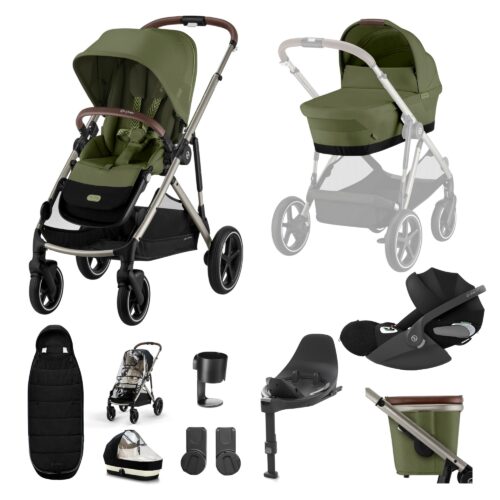 Cybex Gazelle S with Cloud T, ISOFIX Base & Accessories Bundle | Moss Green