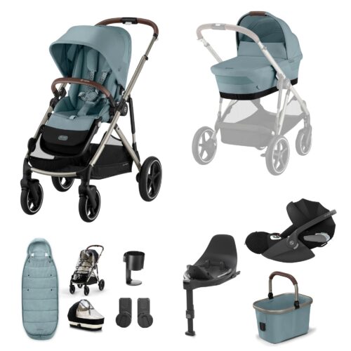 Cybex Gazelle S with Cloud T, ISOFIX Base & Accessories Bundle | Stormy Blue
