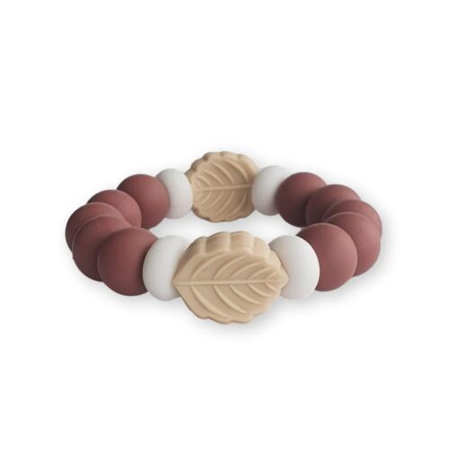 Chewies Silicone Teething Bangle Cool Leaf - Blush