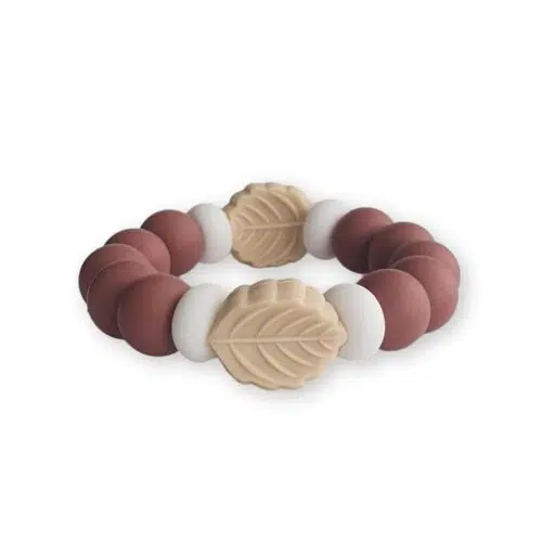Chewies Silicone Teething Bangle Cool Leaf - Blush