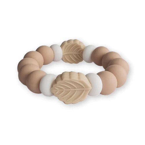 Chewies Silicone Teething Bangle Cool Leaf - Pale Pink/Beige