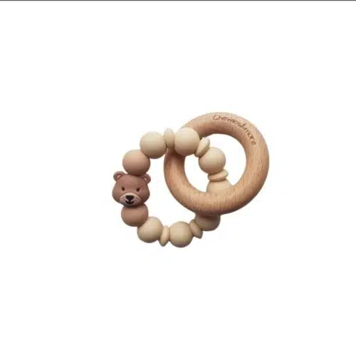 Chewies Wooden/Silicone Teething Rings Bear - Navaho Cream