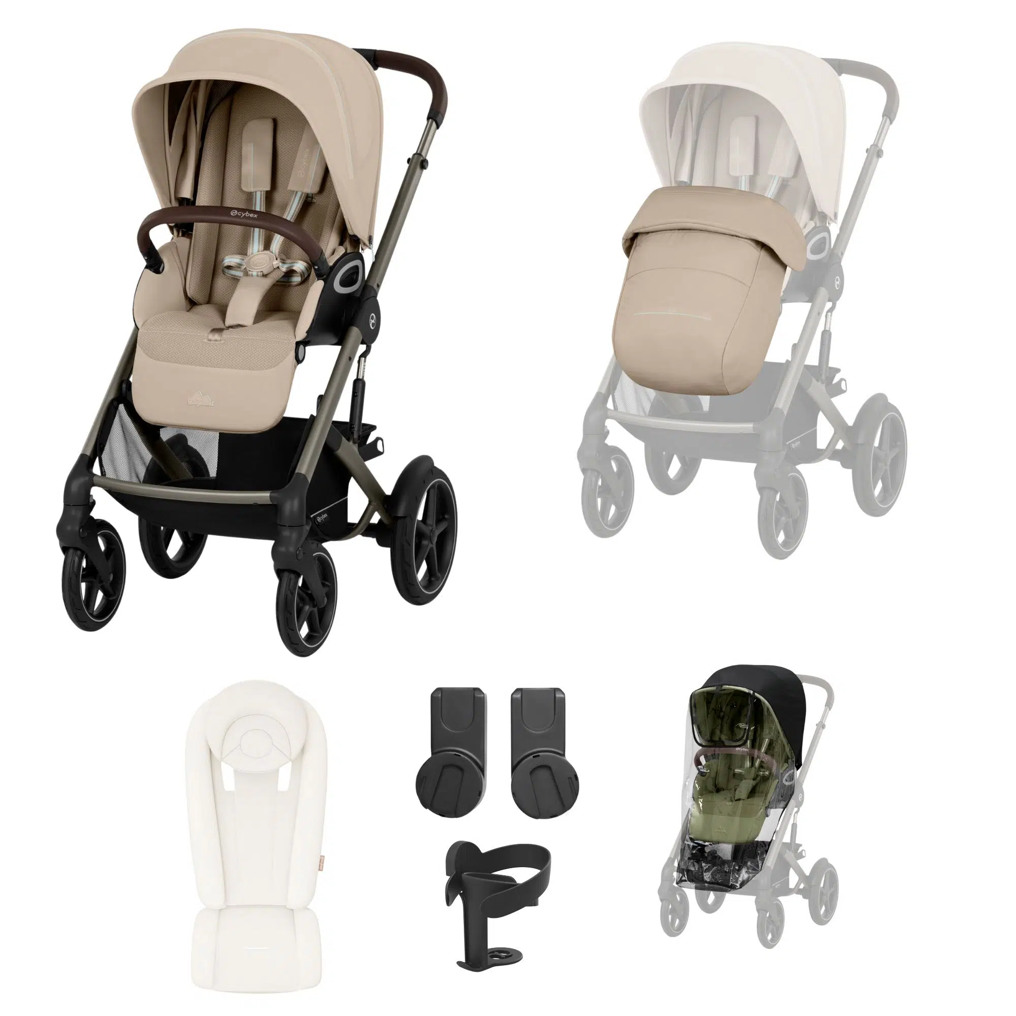 Cybex Talos S Lux Newborn Nest Pushchair Bundle | Almond Beige