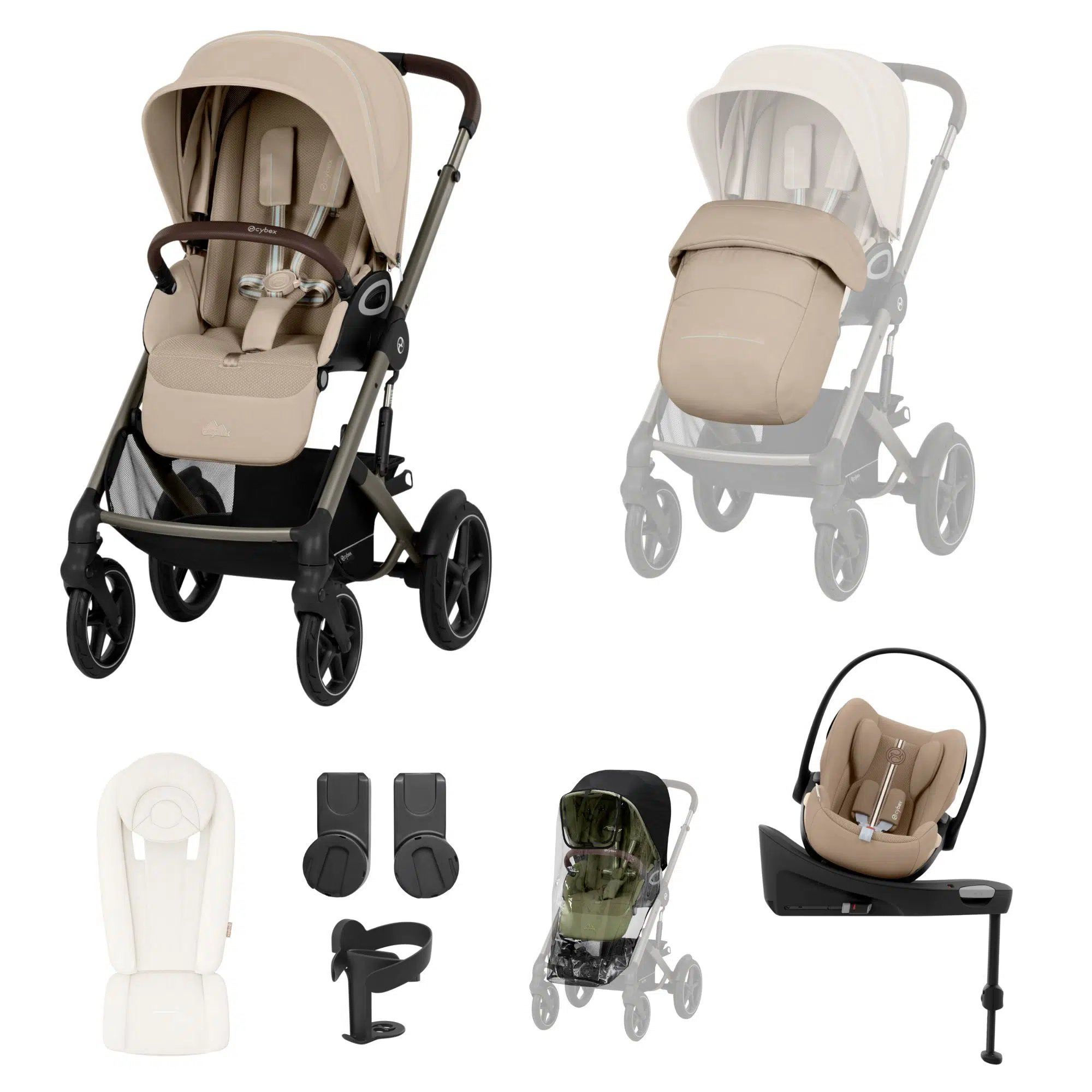 Cybex Talos S Lux Newborn Nest Bundle with Cloud G & Base | Almond Beige