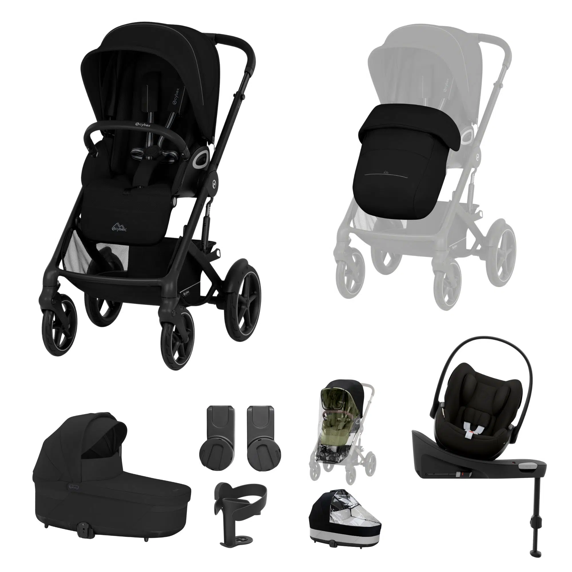Cybex Talos S Lux Cot S Bundle with Cloud G & Base | Moon Black