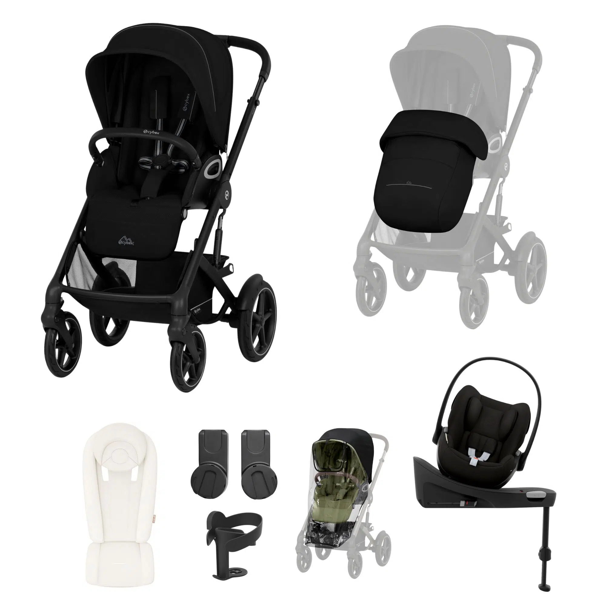 Cybex Talos S Lux Newborn Nest Bundle with Cloud G & Base | Moon Black