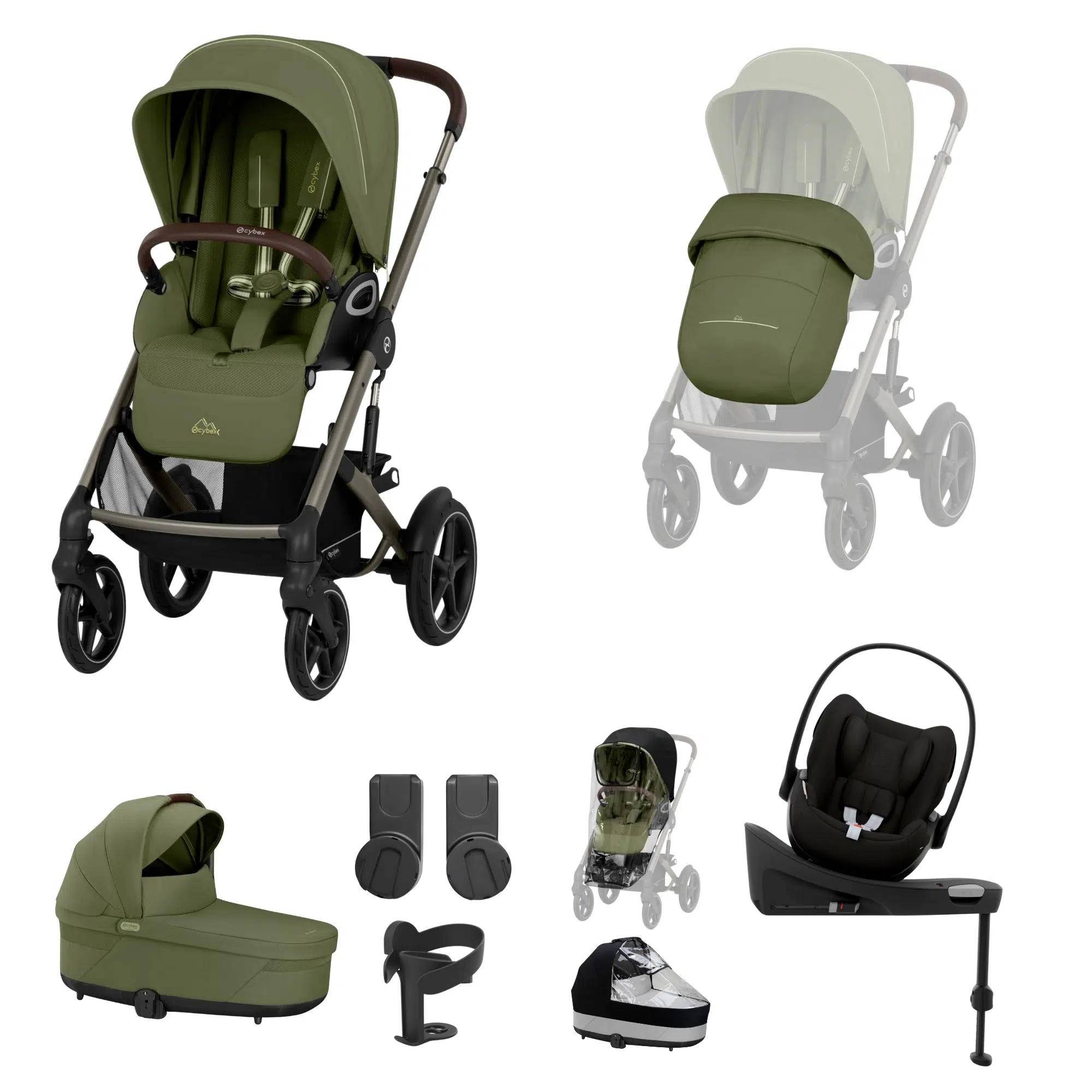 Cybex Talos S Lux Cot S Bundle with Cloud G & Base | Moss Green