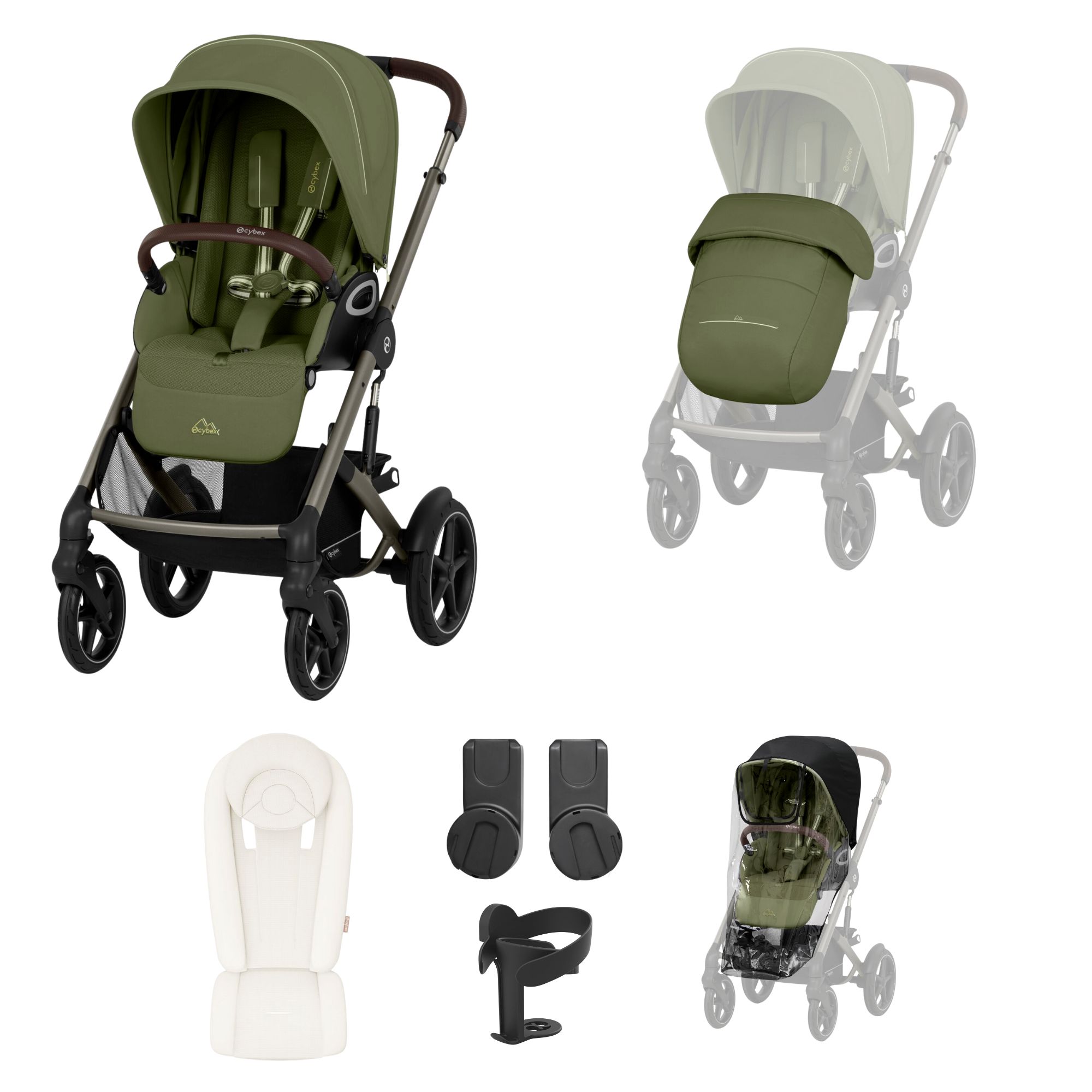 Cybex Talos S Lux Newborn Nest Pushchair Bundle | Moss Green