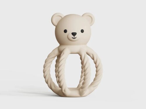 Chewies Silicone Teething Toy and Rattle Bear- Beige