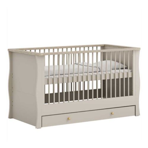 Little Acorns Celeste Cot Bed with Under Drawer – Cashmere/Grey Ash