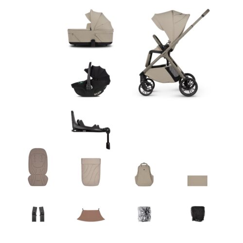 Venicci Tila Travel System with Tiago Car Seat & 360° ISOFIX Base – Latte