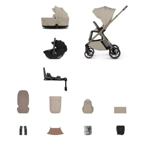 Venicci Tila Travel System with Tiago Car Seat & 360° ISOFIX Base – Latte