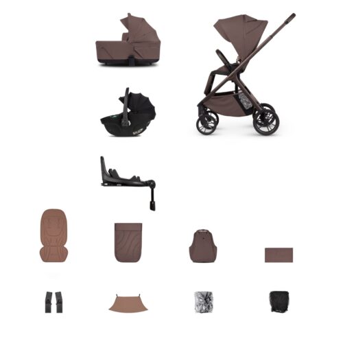 Venicci Tila Travel System with Tiago Car Seat and 360° ISOFIX Base - Noce