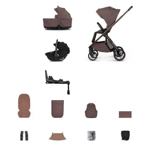 Venicci Tila Travel System with Tiago Car Seat and 360° ISOFIX Base - Noce