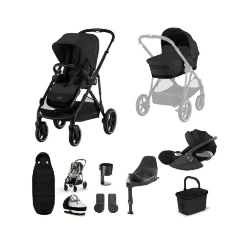 Cybex Gazelle S with Cloud T, ISOFIX Base & Accessories Bundle | Moon Black
