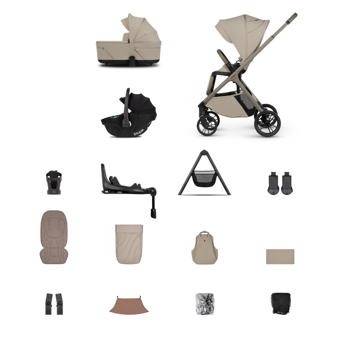 Venicci Tila 4 in 1 Plus Bundle (Including Carrycot Stand) | Latte