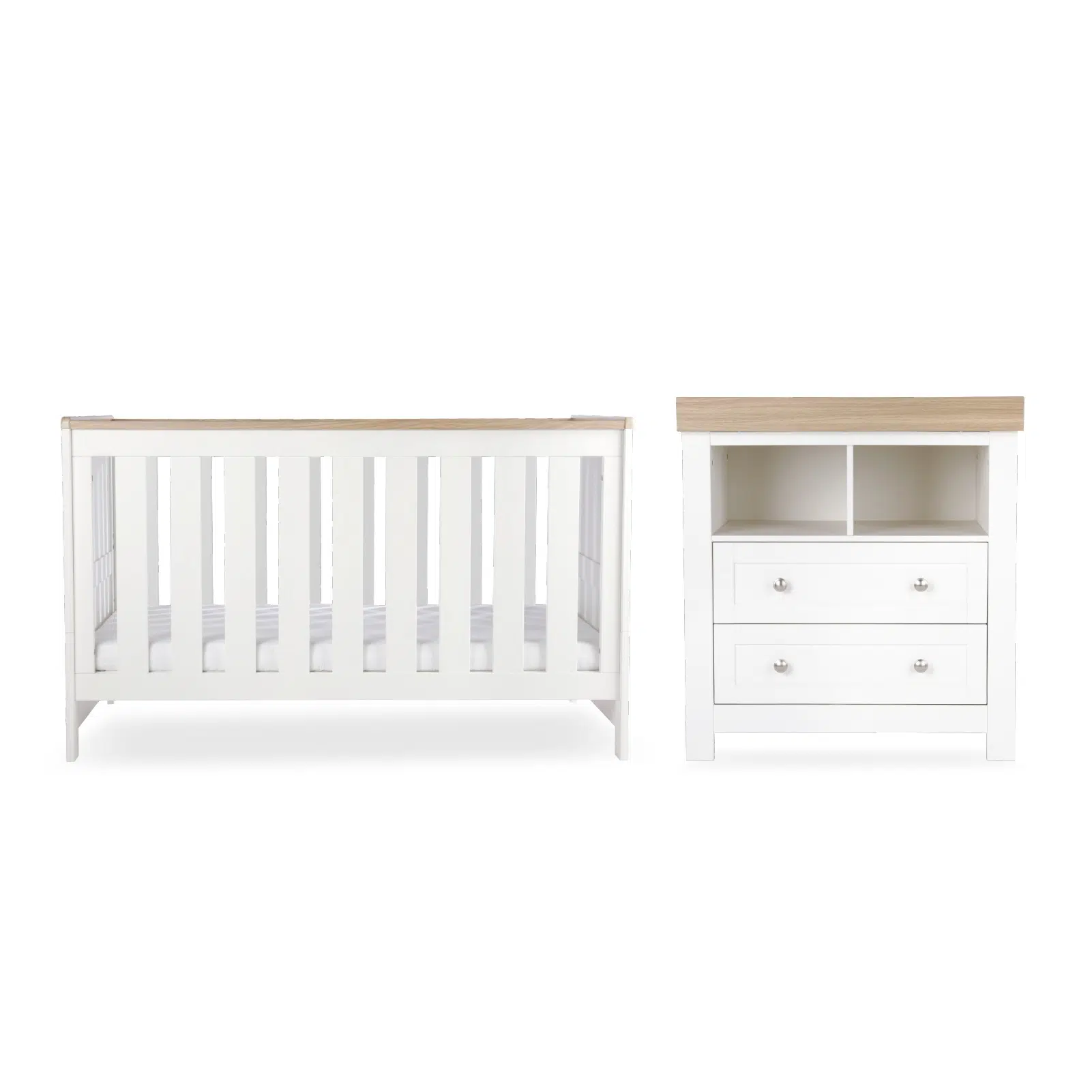 CuddleCo Burford 2 Piece Nursery Furniture Set – White and Oak - Image 9
