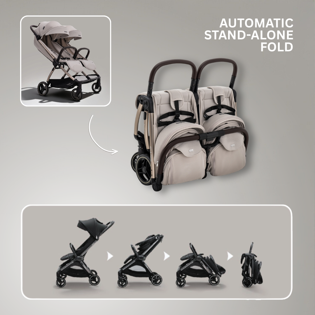 JoviKids Ayla Twin Pushchair - Dawn Beige - Image 4