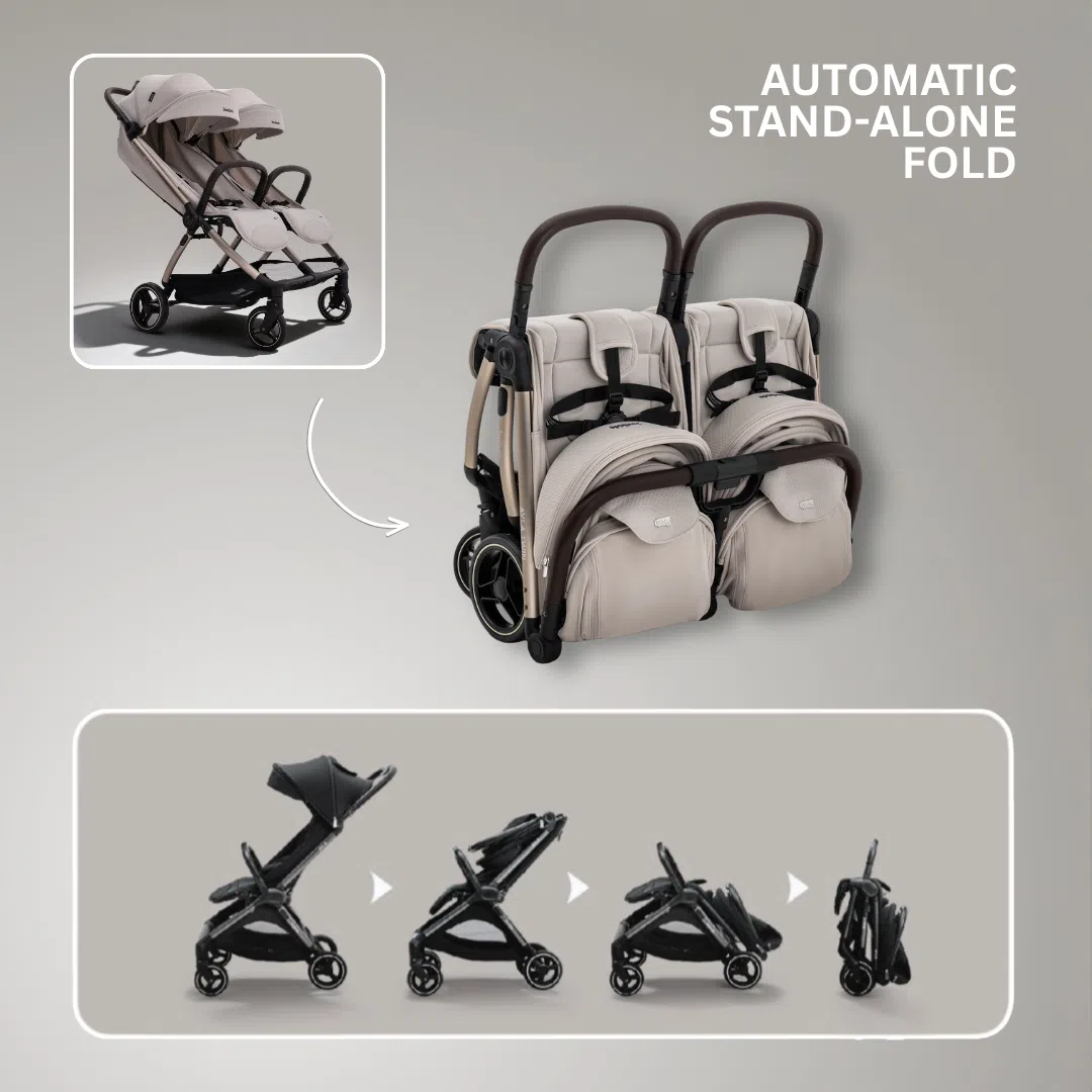 JoviKids Ayla Twin Pushchair - Dawn Beige - Image 4