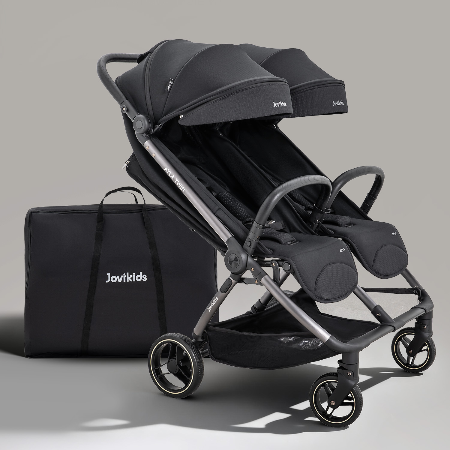JoviKids Ayla Twin Pushchair - Urban Black - Image 3