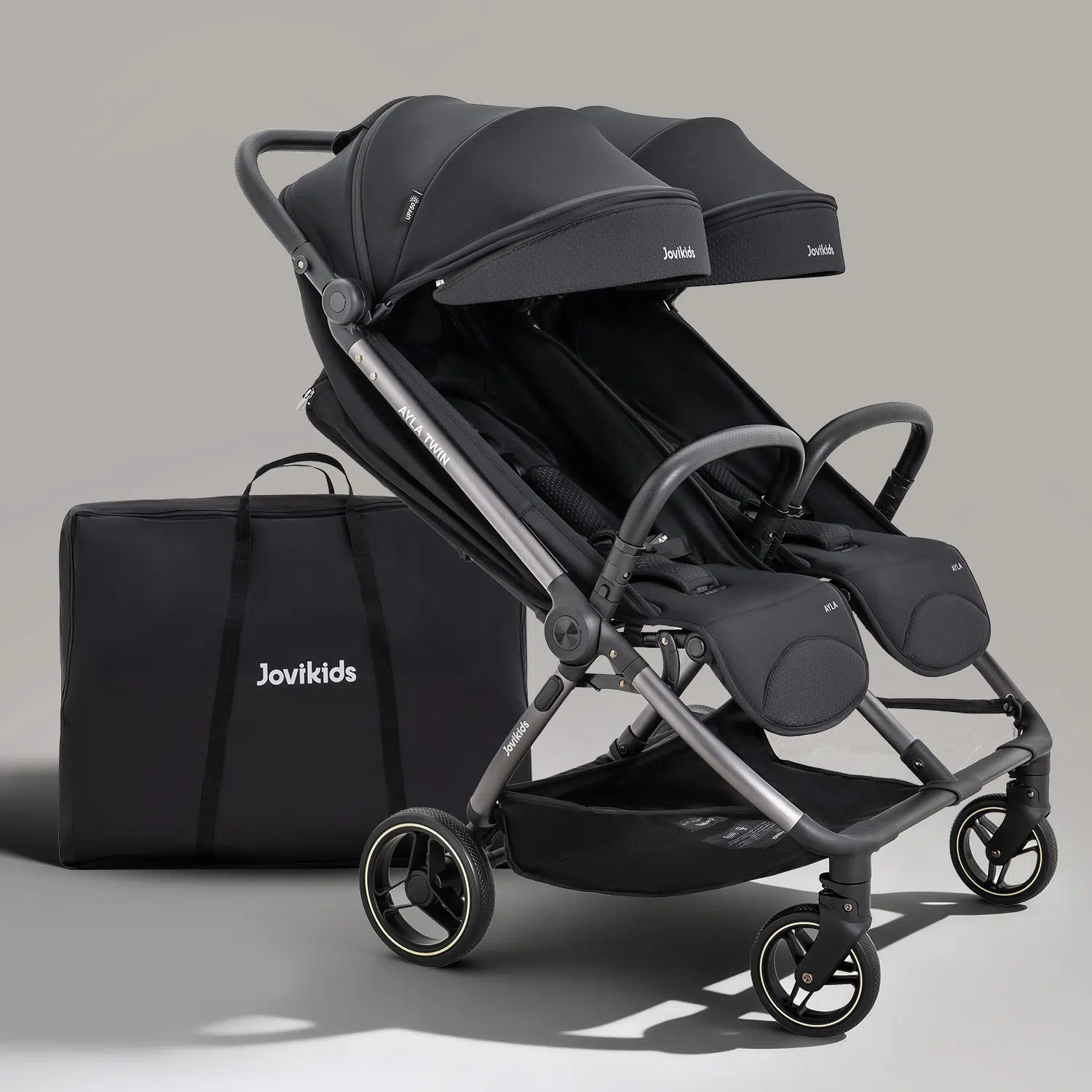 JoviKids Ayla Twin Pushchair - Urban Black - Image 3