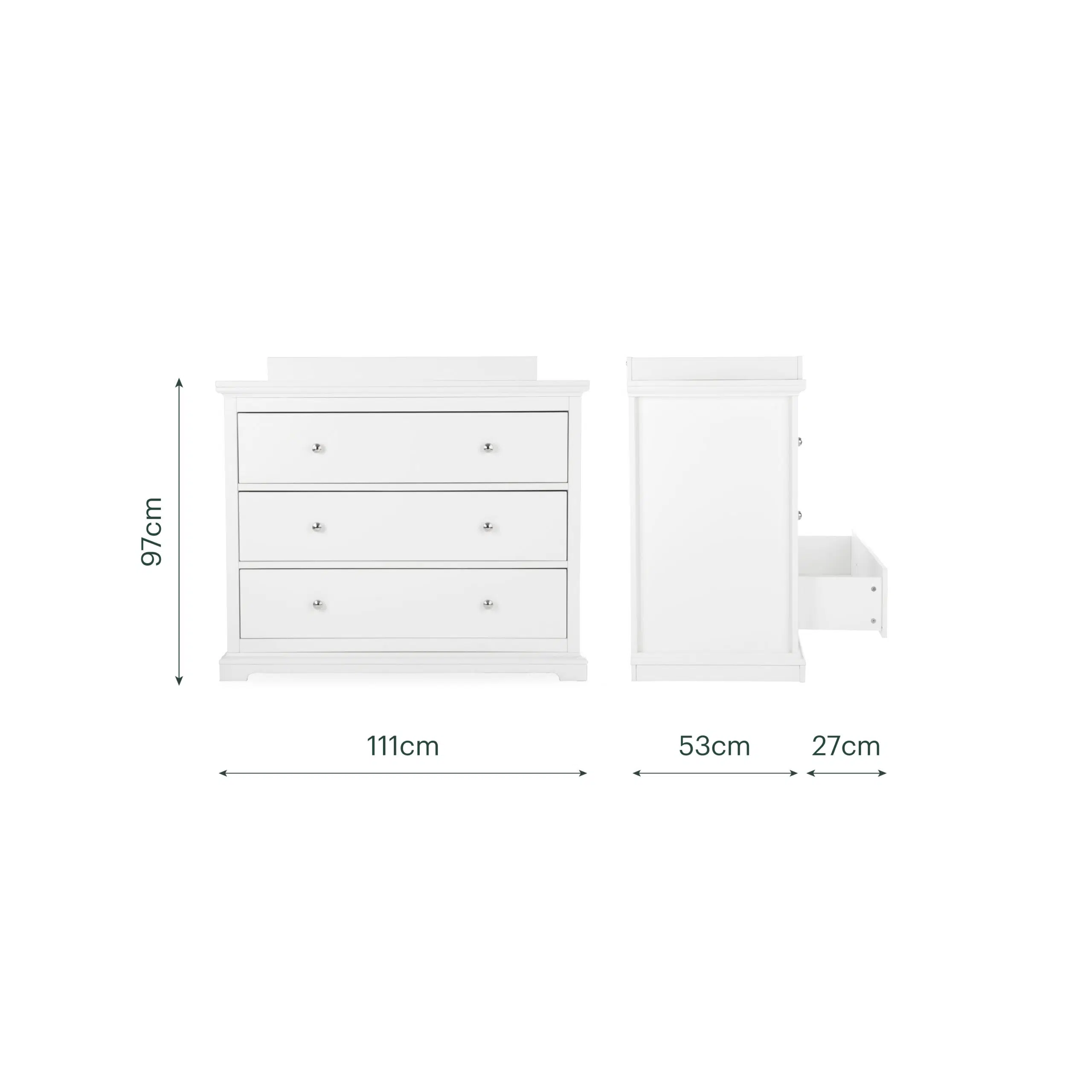 CuddleCo Beaumont Grand 3 Piece Nursery Furniture Set with Cot Bed, Dresser and Wardrobe - Image 9