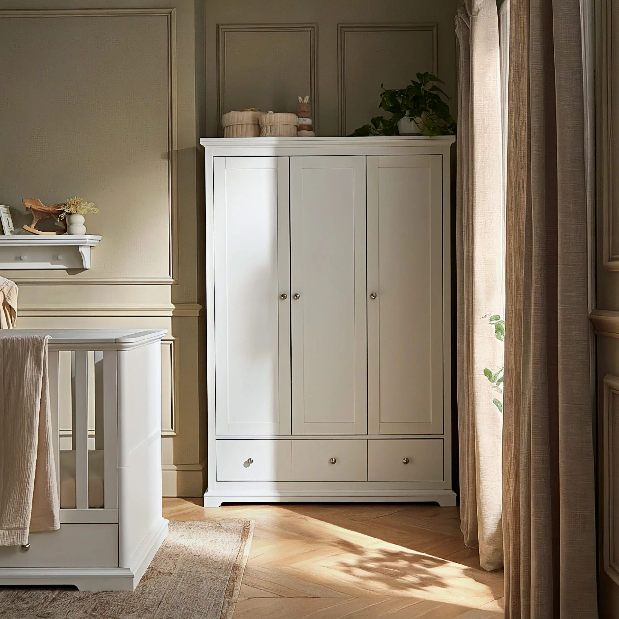 CuddleCo Beaumont Grand 3 Piece Nursery Furniture Set with Cot Bed, Dresser and Wardrobe - Image 5