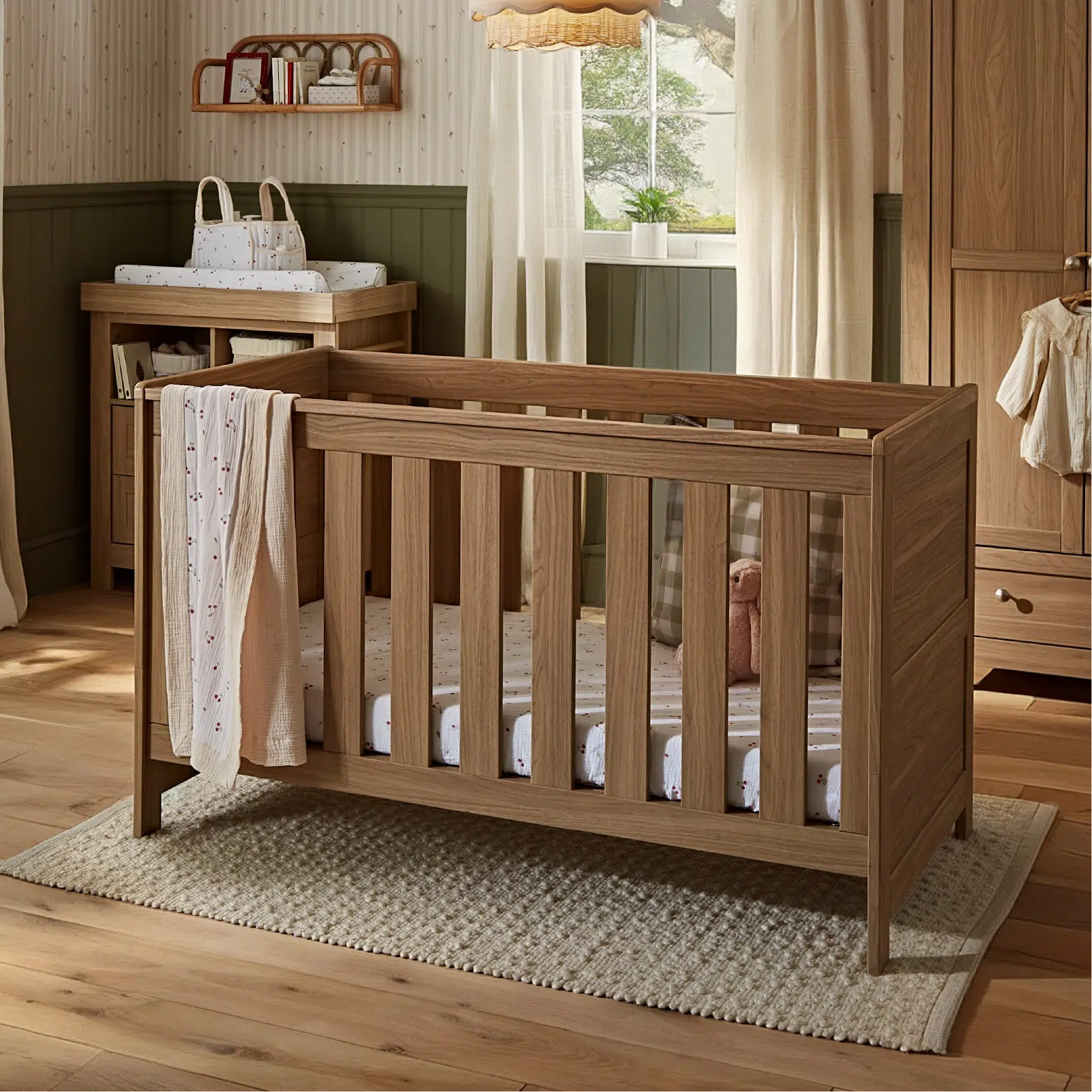CuddleCo Burford Cot Bed - Oak