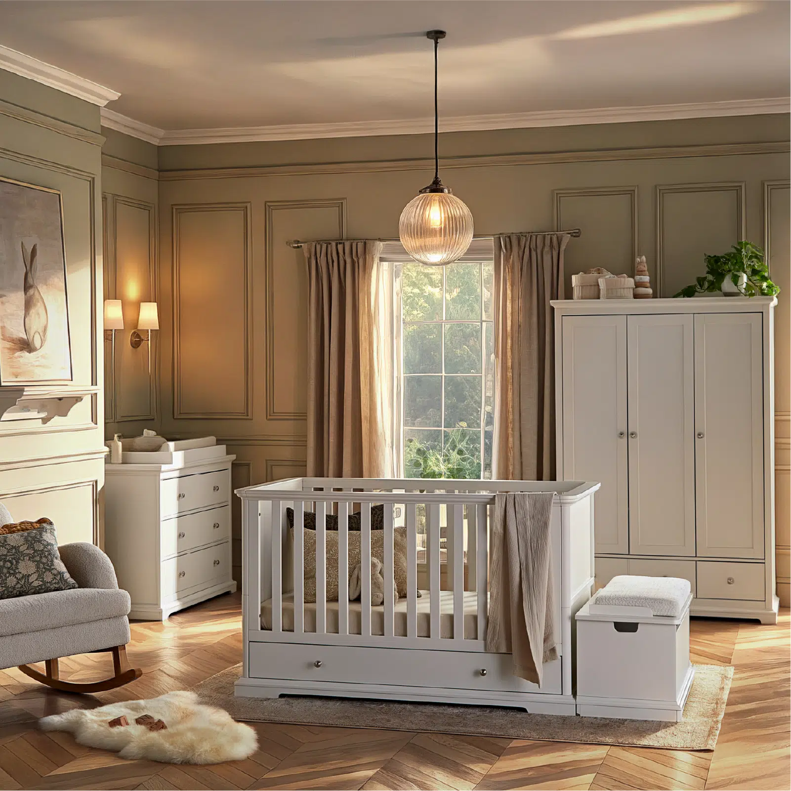 CuddleCo Beaumont 3 Piece Nursery Furniture Set includes Cot Bed, Dresser and Wardrobe - Image 4