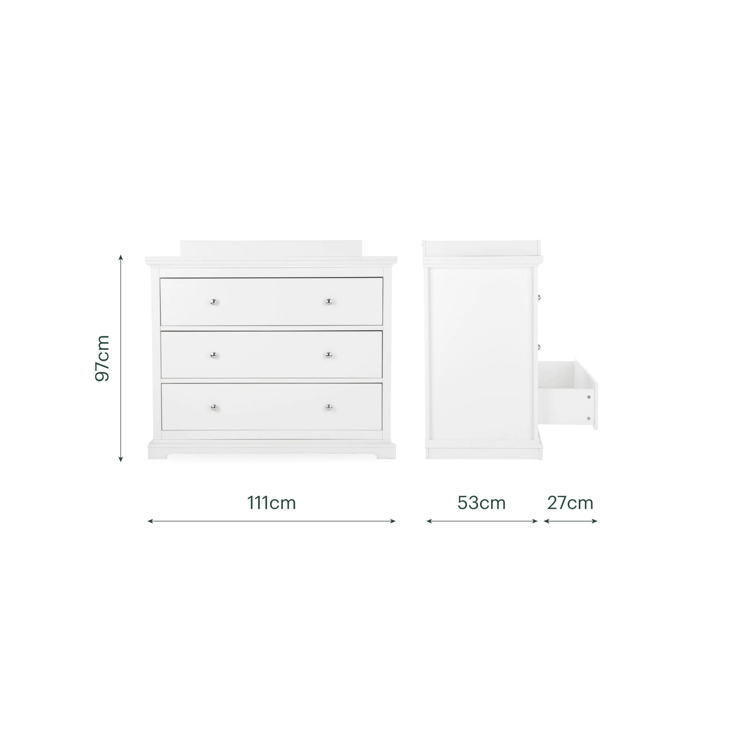 CuddleCo Beaumont 3 Piece Nursery Furniture Set includes Cot Bed, Dresser and Wardrobe - Image 10