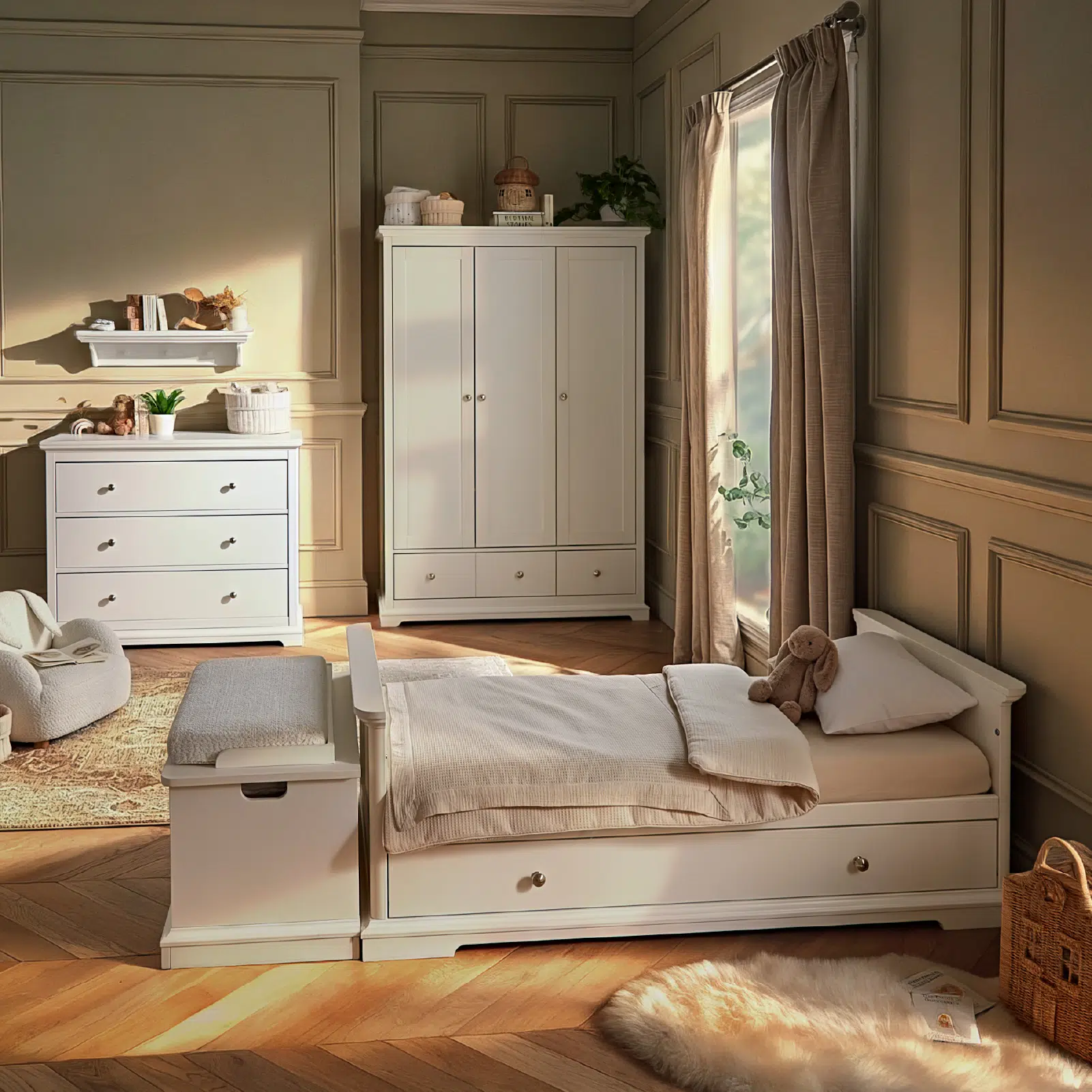 CuddleCo Beaumont 3 Piece Nursery Furniture Set includes Cot Bed, Dresser and Wardrobe - Image 5