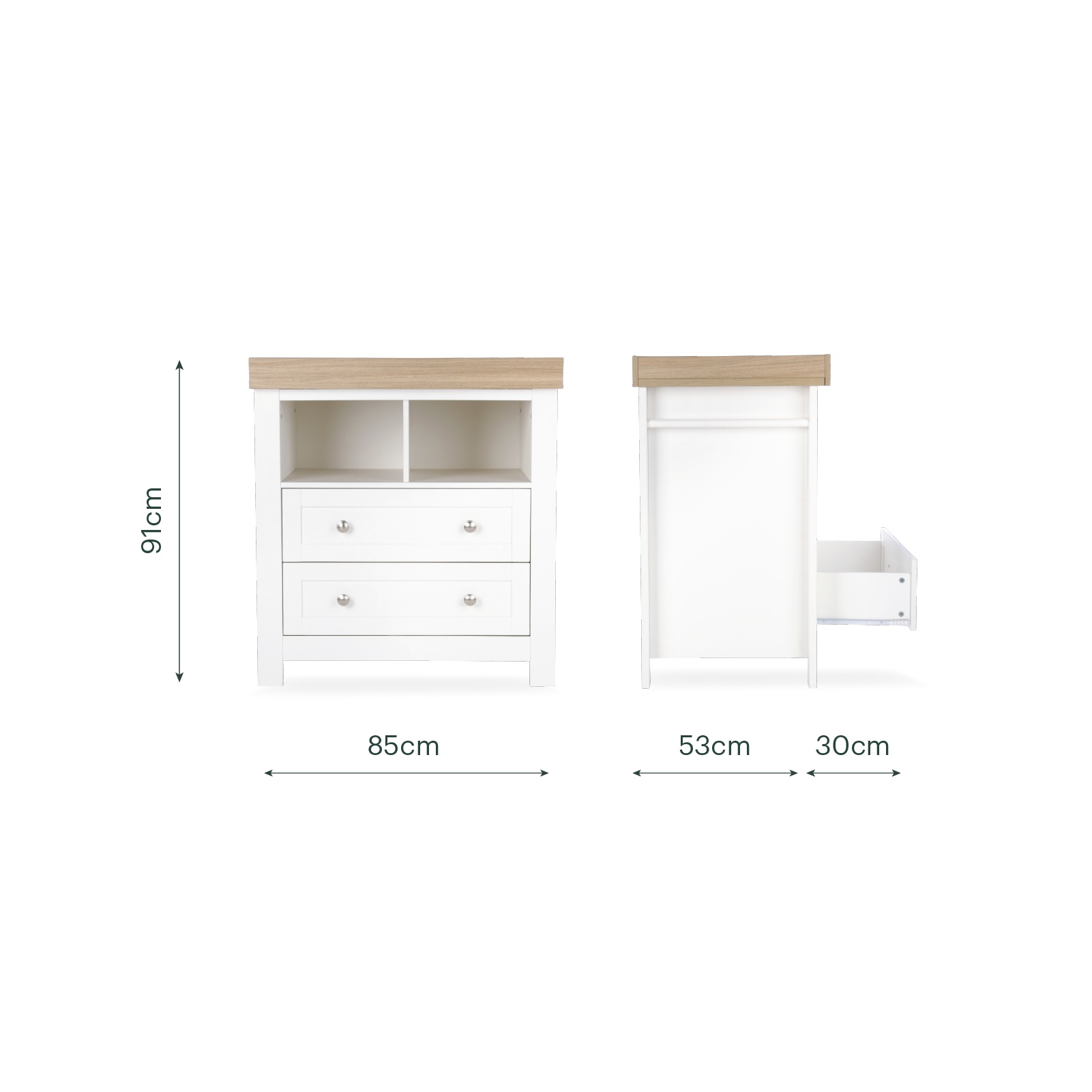 CuddleCo Burford 2 Piece Nursery Furniture Set – White and Oak - Image 11
