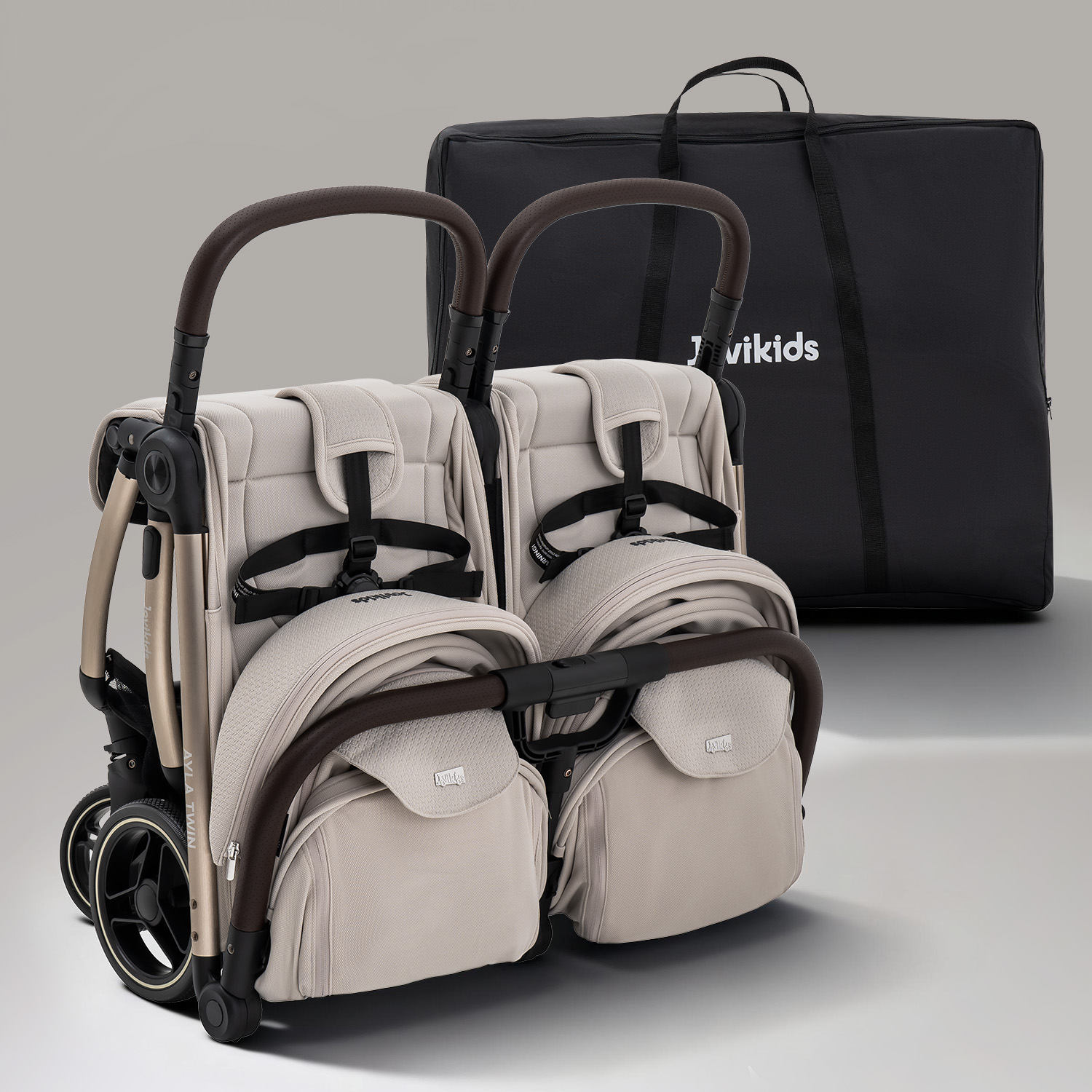 JoviKids Ayla Twin Pushchair - Dawn Beige - Image 29
