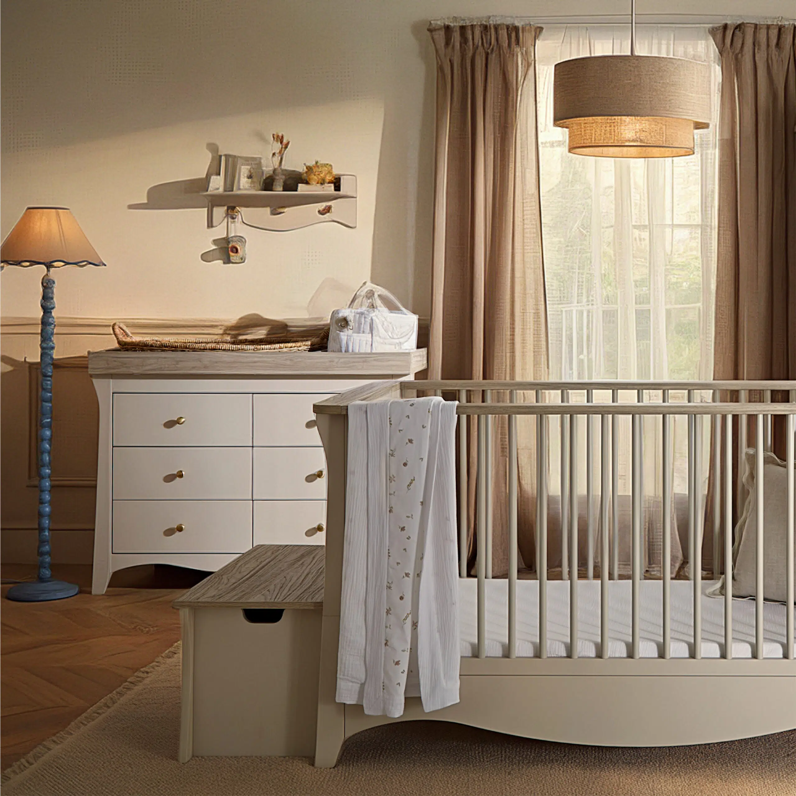 CuddleCo Clara Luxe 2 Piece Room Set included Cot Bed and Dresser - Cashmere & Ash - Image 2