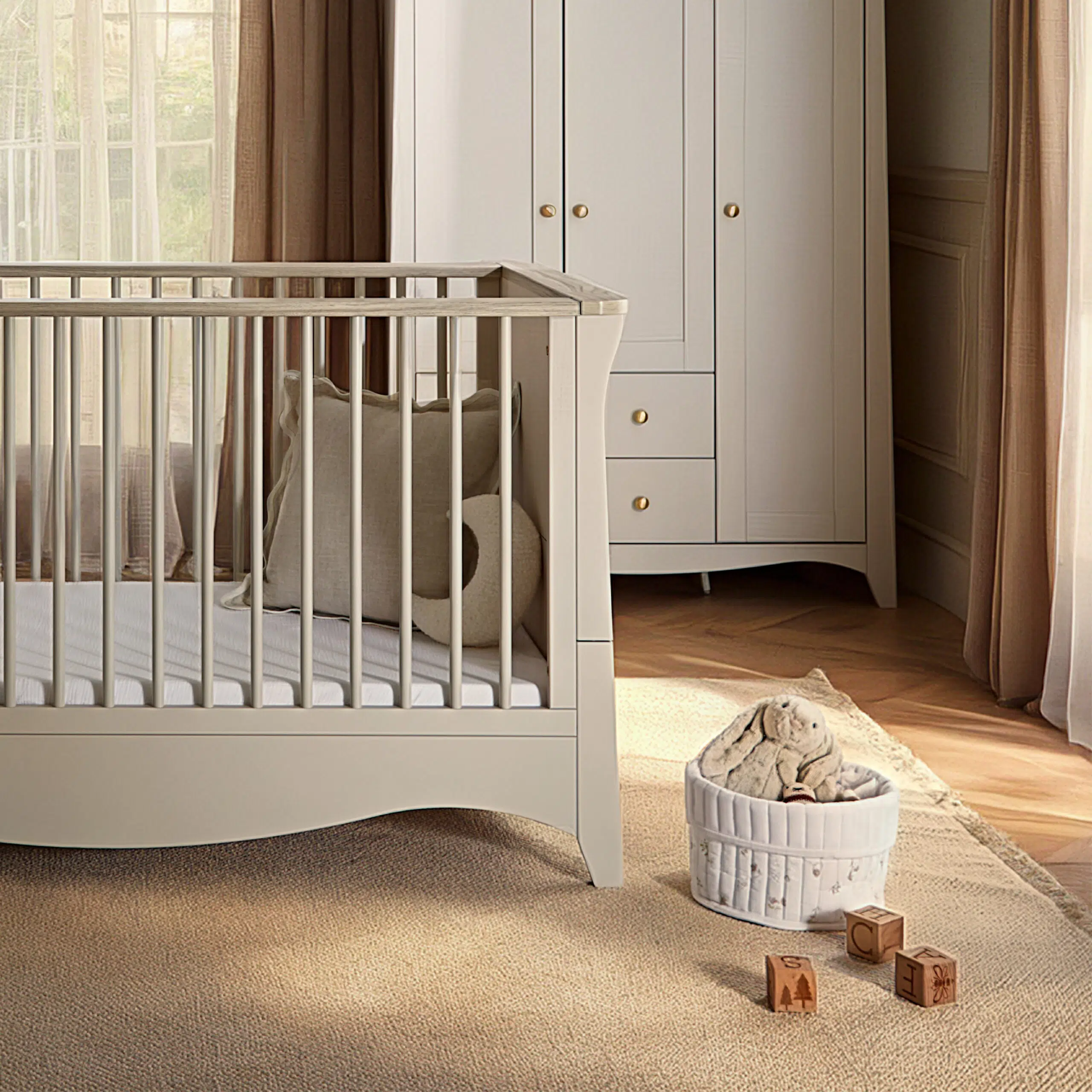 CuddleCo Clara Luxe 2 Piece Room Set included Cot Bed and Dresser - Cashmere & Ash - Image 4